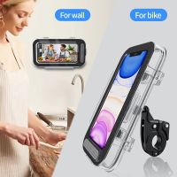 Waterproof Bike Phone Mount Cell Phone Holder for Motorcycle Bike Handlebars 360 Adjustable With Wall Mount Accessory