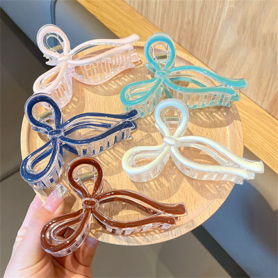 Unique Hair Claw Design Fashionable Hairpin For Girls Acrylic Hair Grasping Clip Simple Bow Hairpin Colorful Hair Claw