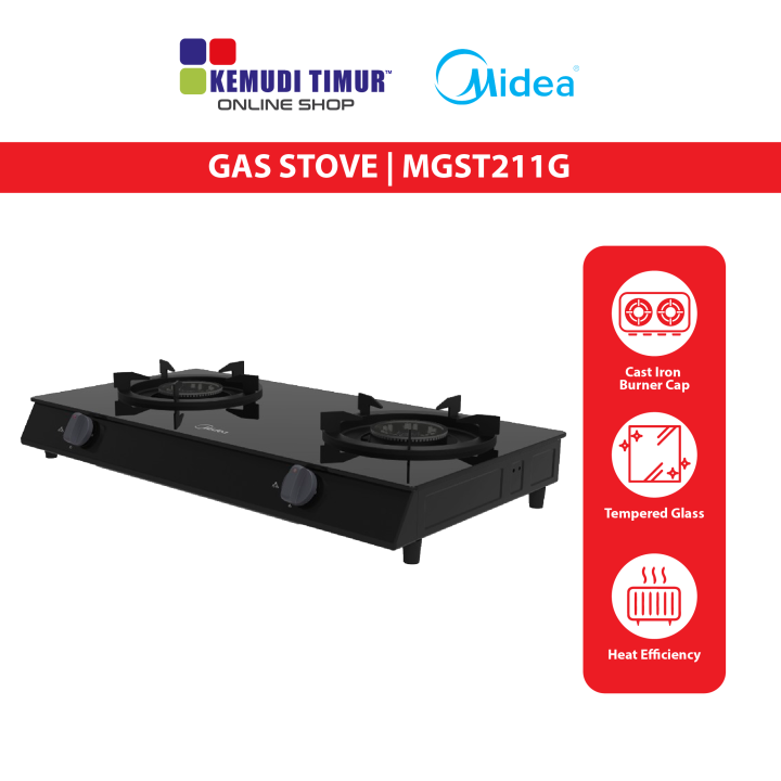 Midea Gas Stove Table Top Tempered Glass 2 Burner