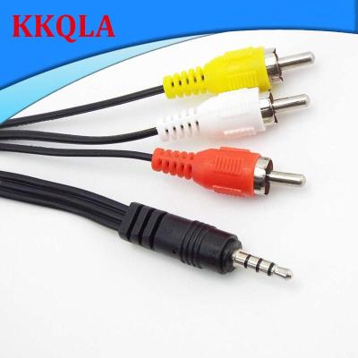 QKKQLA 1 Meter 3.5Mm Audio Male Jack Plug To 3 Rca Male Aux Connector Splitter Cable Wire Av Adapters Video Extension Cord