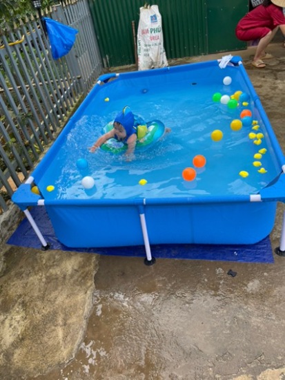 Bể bơi khung kim loại 2.21m x 1.50m x 43cm, bể bơi cho bé, hồ bơi trẻ em - ảnh sản phẩm 1