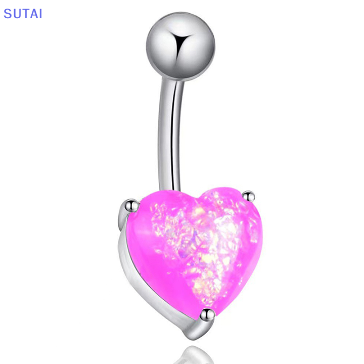 lowest-price-sutai-แฟชั่นใหม่เจาะสะดือเล็บสะดือหัวใจสะดือสะดือหน้าท้องเครื่องประดับร่างกายสแตนเลสของขวัญผู้หญิง