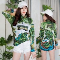 เสื้อตกปลา แฟชั่น กีฬากลางแจ้ง JK THAILAND ลาย DRAGON FISH ป้องกันรังสี UV 80-90% สีไม่ตก แห้งเร็ว ใส่ได้ ชาย และ หญิง