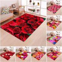 Rose Flower Rug Multicolor Pink Red Wedding Carpet Antislip Living Room Carpet Large Girls Room Mat Home Door Mat Tapis Chambre