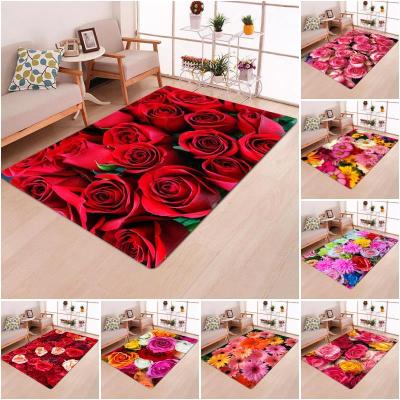 Rose Flower Rug Multicolor Pink Red Wedding Carpet Antislip Living Room Carpet Large Girls Room Mat Home Door Mat Tapis Chambre