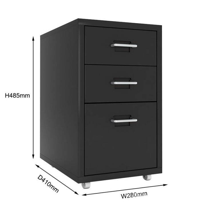 in Stock 6 colors 3 drawers metal nightstand under desk storage drawer