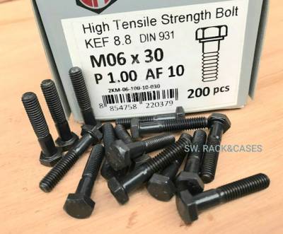 สกรูน็อตมิลดำเบอร์ #10 M6x30mm (ราคายกกล่องจำนวน 200 ตัว) M6x30mm P1.0 AF10 น็อตหัวประแจเบอร์ 10 เกรดแข็ง 8.8 แข็งแรงได้มาตรฐาน