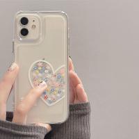 Floral Heart Phone Case For Iphone 13promax Phone Case for iPhone12 All-Inclusive 11 Transparent Xs Drop-Resistant 8P Soft Straight Edge