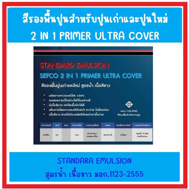 สีรองพื้นปูนเก่าและใหม่-สูตรน้ำ-เนื้อสีขาว-sefco-2in1-primer-ultra-cover-แถมลูกกลิ้งทาสี-somic-ส่งด่วน