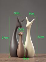 style1-3PCS Nordic Gray Cute Deer Rabbit Elephant Ceramic Adornments Cabinet Store Bar Figurines Decoration Home Livingroom Sculpture Crafts