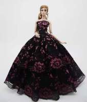 1/6 Classic Black Pink Floral Off Shoulder Wedding Party Gown Doll Dress For Barbie Princess Doll Clothes 11.5" Dolls Accessory Electrical Connectors