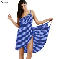 Bath Towel Bathrobe Striped Beach Skirt Wrap Skirt Holiday Skirt Striped Suspender Dress Wrap Women Bath Towels Sling Clothes