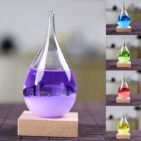 2021 Transparent Droplet Storm Glass with Wooden Bass Home Barometer Bottle Decor Desktop Weather Predictor Home Decor