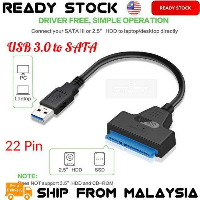 USB 3.0 SATA Cable - Sata To USB Adapter for HDD 2.5 Inches 22 Pin SSD ...