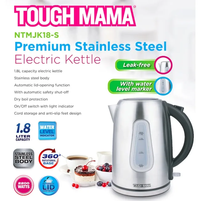 Tough Mama NTMJK18S 1.8L Stainless Steel Electric Kettle Lazada PH