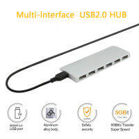 CHYI 7หลายพอร์ต USB 2.0 Hub อลูมิเนียมอะแดปเตอร์แยกกับมินิ USB พอร์ตเชื่อมต่อ Hab อุปกรณ์เสริมพีซีสำหรับ MacBook