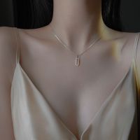 S925 Sterling Silver Geometric Necklace New Simple Hollow Pendant Flashing Diamond Clavicle Chain Woman Jewelry Accessories Gift Fashion Chain Necklac