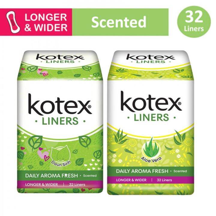 Kotex Fresh Liners Longer & Wider Panty Liner Pembalut 32 s Daun