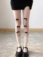 Milk Bear and Cat: Pure Lust Velvet Spliced ​​Fake Calf Stockings Pantyhose Sweet Multi-Bow White Silk