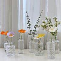 Simple Crystal Small Vase Retro Madrid Relief Flower Arrangement Green Plant Hydroponic Ware Desktop Decoration