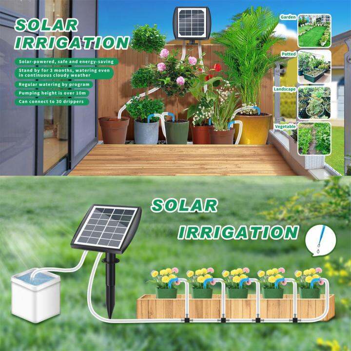 Solar Powered Drip Automatic Irrigation Kit Rechargeable Self Watering