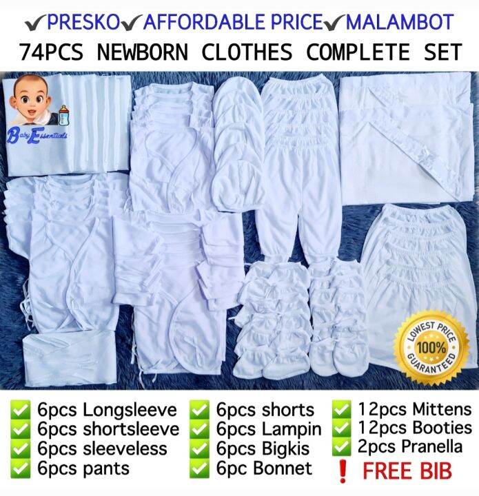 Newborn Baby Clothes Bundle Set (74PCS/40PCS/37PCS/31PCS) All White ...