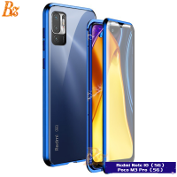 สำหรับ Xiaomi Redmi Note 10 5G / POCO M3 Pro 5G แม่เหล็กกรณี + สองด้าน 9H กระจกนิรภัยสำหรับ Redmi Note 10 5G/POCO M3 Pro 5G 2021 กันชนโลหะกรณี