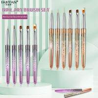 Nail Art Liner Painting Brush Acrylic Liquid Powder Carving UV Gel Extension Builder Pen  Manicure Tools Rose gold Purple Artist Brushes Tools