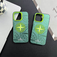 เคสโทรศัพท์เงินชุบโลหะด้วยไฟฟ้าแบรนด์ยอดนิยมเคส IPhone 11 12 13 14 Pro Max รูปแบบเข็มทิศสีเขียวเรืองแสงสุดสร้างสรรค์เคสโทรศัพท์แฟชั่นสำหรับเด็กผู้ชายเด็กผู้หญิง