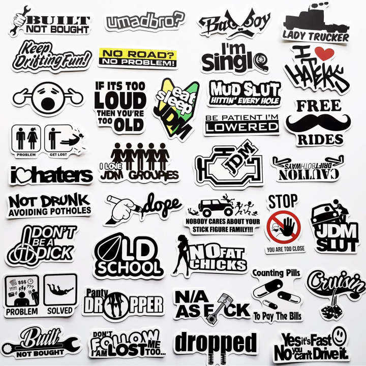 50Pcs Funny JDM Stickers Vinyl Graphics for Cars Bumper Auto Motors