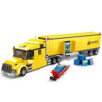 City Big Truck Goods Vehicle Urban Engineering MOC Figures DIY Assemble Building Blocks Bricks Classic Model Toys For Kids Gift Building Sets