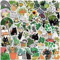 【LZ】✐☼¤  Gato e planta série desenho animado adesivo decorativo bagagem livro caderno computador impermeável estilo não se repete 50pcs