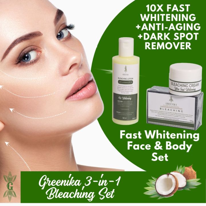 Vg[ FAST WHITENING BLEACHING SET ] Greenika 3PC Set Bleaching Soap