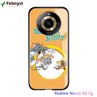 เคสสำหรับ Realme 11 5G Realme Narzo 60 5G น่ารักสำหรับผู้หญิงลายการ์ตูนสำหรับผู้หญิงแมวหนูกันกระแทกฝาครอบฝาหลังกระจกนิรภัยมันวาว