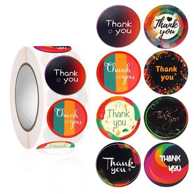 500pcs Colorful Thank You Stickers Adhesive Thank You for Small Business Label for Gifts Bag Envelopes Sealing Mailers Packaging Stickers Labels