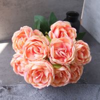 ✸ Artificial Silk Austin Roses Bouquet Wedding Bridal Hand Holding Flowers Home Living Room Garden Fake Core Peony Flower Decor