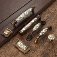 ☑◘ Antique Bronze Ceramic Cabinet Handles Vintage Drawer Knobs Wardrobe Door Handles European Furniture Handle Hardware
