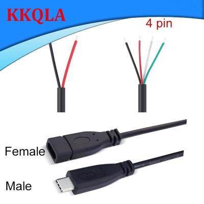 QKKQLA 5pcs 2pin 4pin Wire USB 2.0 Type C Male female Plug Extension Welding Type USB-C DIY Repair Cable Charger Connector