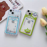 เคสโทรศัพท์ TPU ป้องกันการตกหล่นของกระเป๋าเก็บบัตรเอเลี่ยนและซินนามอนสำหรับ iPhone 6 7, 8, X, XS, XR, 11, 12, 13, 14ซีรี่ส์