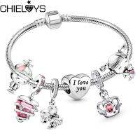 CHIELOYS Trendy Romantic 2021 Silver Color Charm Bracelet With Happy Family Strand Brand Bracelet For Women DIY Jewelry Making