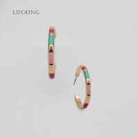 【YF】◊✳  Enamel Color Earrings Bohemia New Styles Hoop Zinc Alloy Fashion Jewelry Girls Gifts 2021119