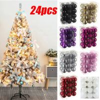 24pcs 3cm Glitter Christmas Ball Ornament Hanging Bauble Ball Gold Pink Champagne Christmas Tree Decorations New Year Gift