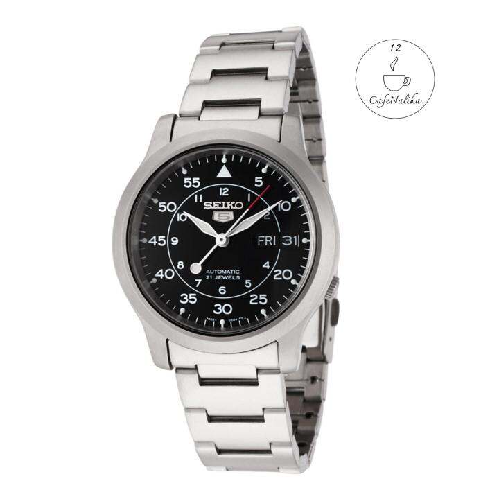 นาฬิกา-ไซโก้-ผู้ชาย-seiko-5-automatic-รุ่น-snk809k1-automatic-mens-watch-สีดำ-black-stainless-steel-cafenalika