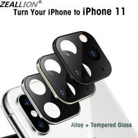 Zeallion Camera Lens Protector for iPhone X Xs Max Metal Ring Rear Camera Lens Screen Glass Protector Change to New iPhone 11 Pro Mobile Phone