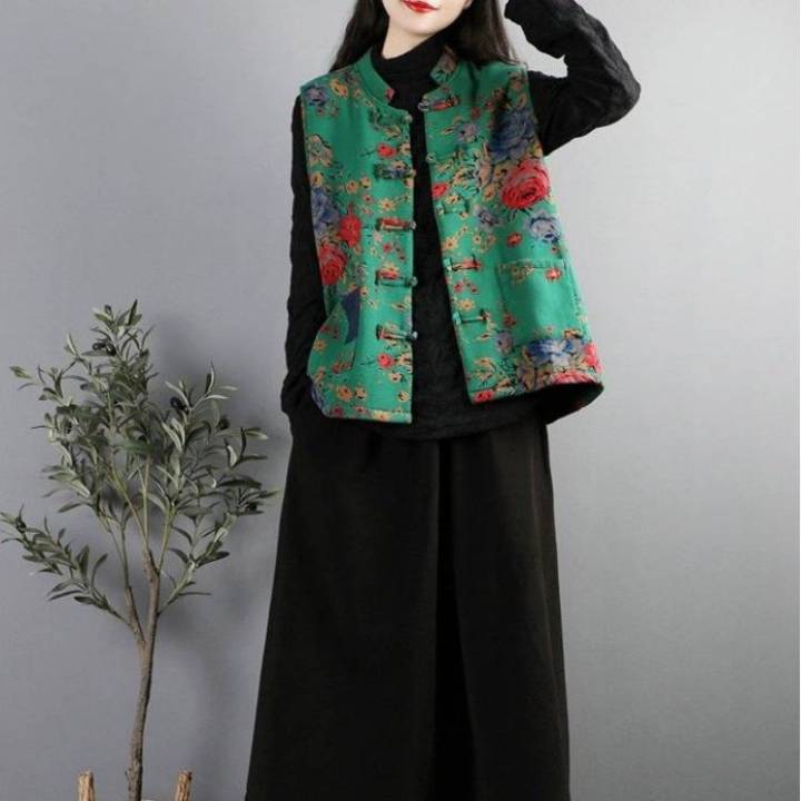 hanfu-สไตล์ประจำชาติจีนเสื้อเสื้อแจ็คเก็ตเสริมไหล่ผู้หญิง-เสื้อ-hanfu-เสื้อกั๊กสีแดงฤดูใบไม้ผลิวินเทจสไตล์ตะวันออกที่สง่างาม