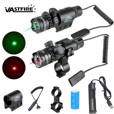✑卐✐ Tactical Red/Green Dot Laser Sight Adjustable Switch 650nm/532nm Laser Pointer For 11mm-21mm Ring Rifle Gun Scope Hunting Lazer