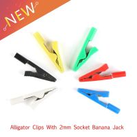 6 Pieces Crocodile Alligator Clips With 2mm Socket Banana Jack Test Clamp Wire Clip terminal Electrical Circuitry Parts