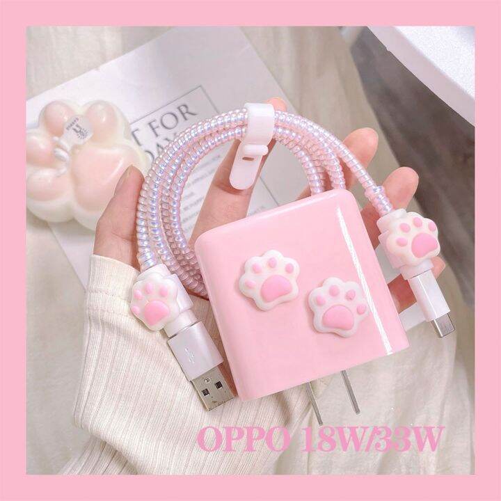 เคสเครื่องป้องกันที่ชาร์จ-oppo-สำหรับ-oppo-18w-33w-65w-80w-ลายการ์ตูน-oppo-เคสสายตัวป้องกันสายไฟสำหรับ-cchoice