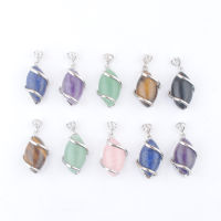 Wholesale 10Pcs Natural Stone Pendants Rose Quartzs Amethysts Crystal Lapis Lazuli Beads Horse Eye Shape Charm Jewelry TBN322