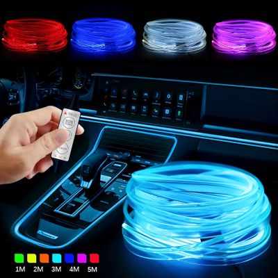 ไฟนีออนตกแต่งภายในรถแบบแถบไฟ Led RGB,ไฟสร้างบรรยากาศภายในรถ1/2/3/4/5ม. โหมดแผงหน้าปัด DIY โคมไฟ USB โดยรอบหลอดไฟเอลสายไฟ
